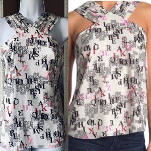 Love Print sleeveless with unique v-neck 🖤🤍❤️